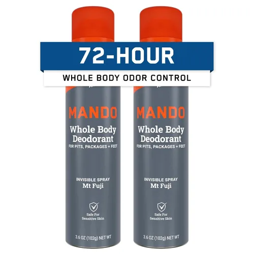 Mando Desodorante corporal para hombres - Desodorante en aerosol invisible - Control de olor durante 72 horas - Fórmula de baja irritación - Sin