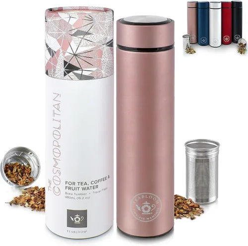 Miniatura 12 de Teabloom - El vaso y termo de viaje ORIGINAL All-Brew El favorito de OPRAH Botella de agua aislada de 16oz/480ml / frasco de té / taza de café