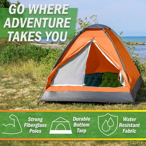 Miniatura 3 de 2 Person Camping Tent with Rain Fly and Carrying Bag - Lightweight Outdoor Pop Up Tents for Camping Essentials, Music Festivals, Backpacking, Naranja