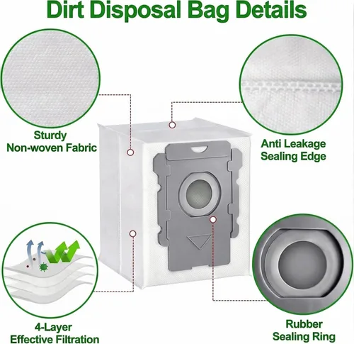 Miniatura 3 de Paquete de 12 Bolsas de Aspiradora Compatibles con iRobot Roomba i3+, i4+, i5+, i6+, i7+, i8+, j5+, j6+, j7+, j8+, j9+, s9+, Bolsas de Repuesto