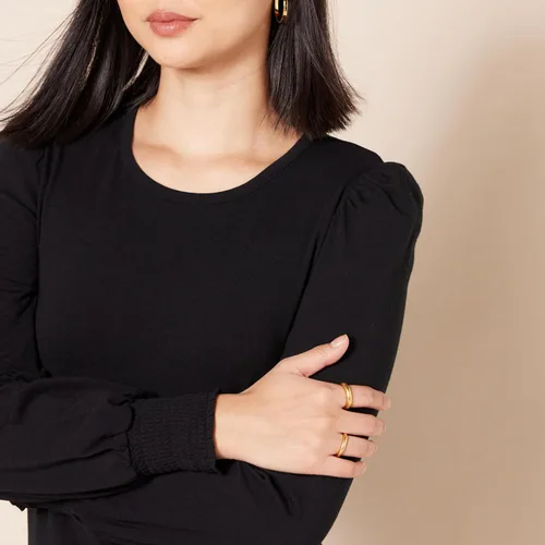 Miniatura 4 de Tienda Essentials - Camiseta de manga larga con cuello redondo y puños fruncidos para mujer