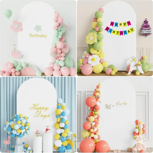 Miniatura 5 de Fomcet Cubierta de Arco de Boda de 7.2 Pies Blanca de Spandex Ajustada de 2 Lados Cubierta de Fondo de Arco Cubierta de Arco de Tela de Parte Blanco