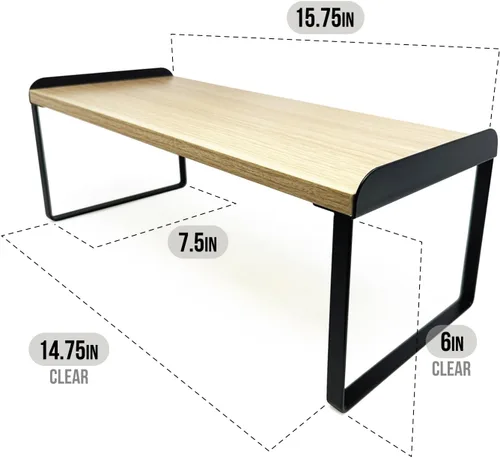 Miniatura 3 de Mitus Organizador y almacenamiento de estantes, estante apilable de madera escalonada para encimeras, escritorios, gabinetes (juego de 2) 12