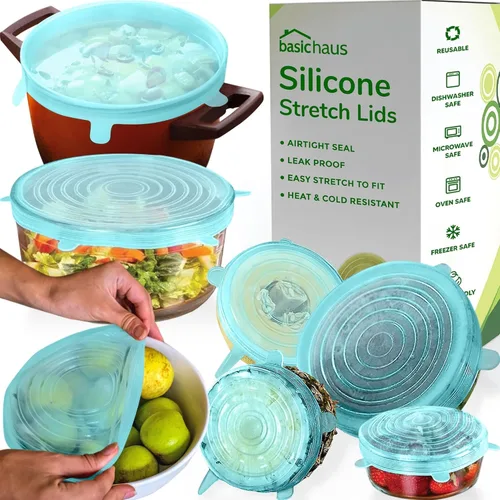 Miniatura 11 de Tapas elásticas de silicona reutilizables para almacenamiento de alimentos en el refrigerador, fundas elásticas resistentes al calor, tazas, latas