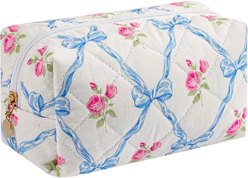 Miniatura 38 de Bolsa de maquillaje de viaje para mujeres y niñas, bolsa de maquillaje con cremallera, flores florales, organizador de maquillaje, bolsa de tela