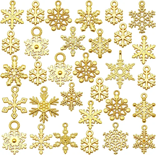 Julie Wang 100 Grams Snowflake Charms for Christmas New Year Jewelry Making Necklace Earring Bracelet Keychain Pendant Craft DIY Finding