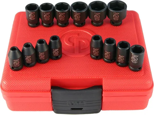 Miniatura 20 de Chicago Pneumatic SS814D - Unidad cuadrada de 1 pulgada, métrica profunda, 6 puntos, juego de llaves de impacto (4 piezas)