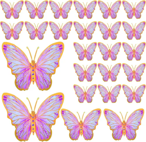 Outus 48 piezas de decoración de fiesta de mariposa grande 3D de 12 pulgadas, 8 pulgadas, 4 pulgadas, centros de mesa de mariposa grandes para Rosa