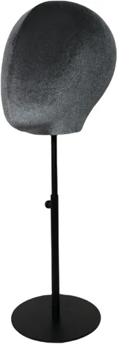 Miniatura 3 de Adjustable Black Base Velvet Female Mannequin Head Belle for Hat Wig Jewelry Earring Scarves Display Hat stand Wig stand (Grey*black round base)