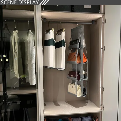 Miniatura 2 de Organizador de bolso, paquete de 2, colgador de bolso, resistente, organizador de bolsos para armario, ganchos de metal gruesos, organizador de Gris
