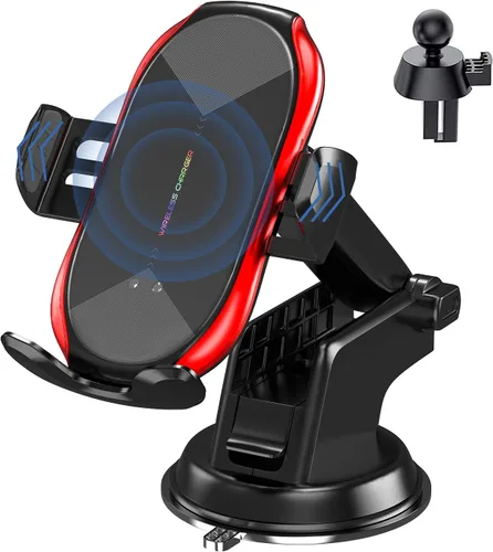 Miniatura 10 de Soporte inalámbrico con cargador para vehículo, con sujeción automática Qi, 10 vatios, 7.5 vatios, de carga rápida, para teléfono, soporte