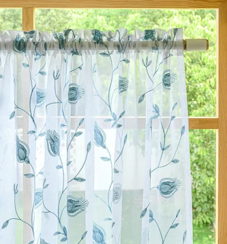 Miniatura 70 de Cortinas para ventana cortinas blancas traslúcidas de 90 pulgadas de largo, 2 paneles de cortinas de tul, paneles de ventana para cortinas de Blanco