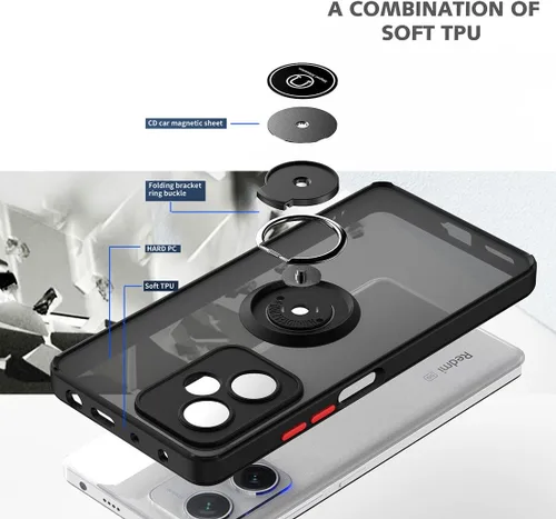 Miniatura 2 de QUIETIP Funda compatible con Xiaomi Poco X5 Pro 5G con protector de pantalla, TPU + policarbonato duro a prueba de golpes, anillo magnético