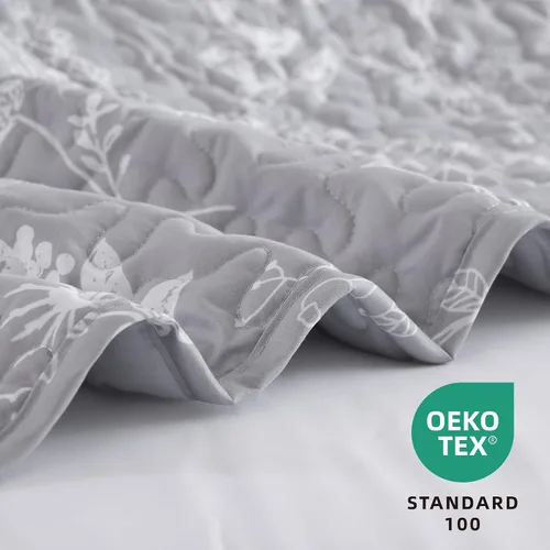 Miniatura 2 de JANZAA Juego de colcha tamaño Queen de 3 piezas con patrón floral, de microfibra ligera, ropa de cama reversible, 1 colcha y 2 fundas de almohada