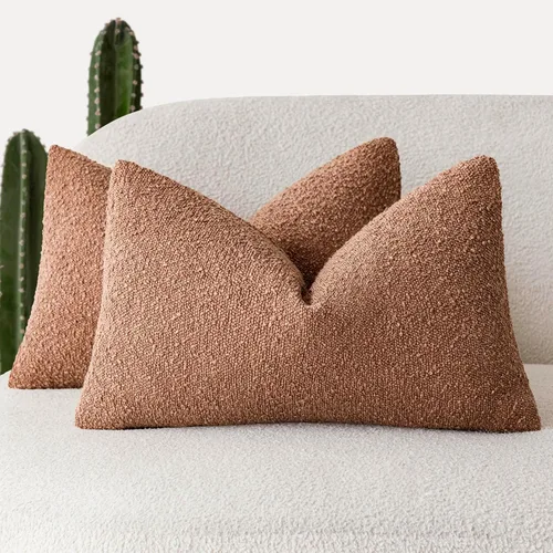 Miniatura 83 de Foindtower - Juego de 2 fundas decorativas de textura de bucle, fundas de almohada acentuadas, fundas de cojín sólidas, neutrales, para sofá, silla