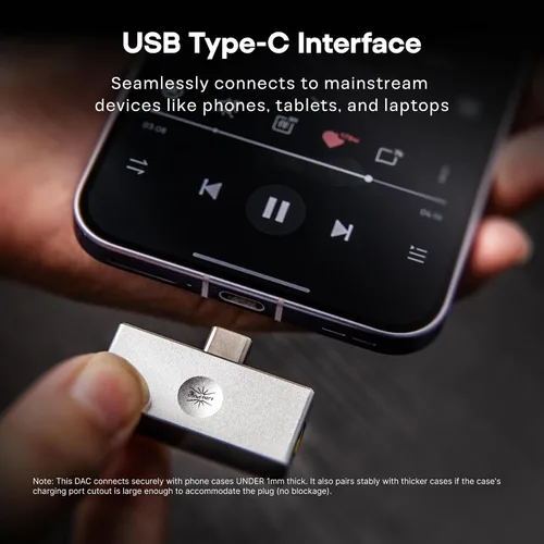 Miniatura 5 de Linsoul Kiwi Ears Allegro Mini portátil IEM DAC, amplificador de monitor intrauditivo, salida USB C a 3.5/0.173 in, con chip personalizado, alta