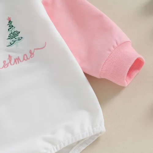 Miniatura 6 de Lesimsam Traje de Navidad para bebé recién nacido, con letras bordadas, mameluco de burbujas de gran tamaño, ropa de invierno