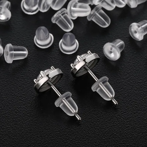 Miniatura 2 de Respaldos transparentes para aretes, 500 piezas de repuestos de respaldos para aretes hipoalergénicos y seguros para aretes de botón y aretes