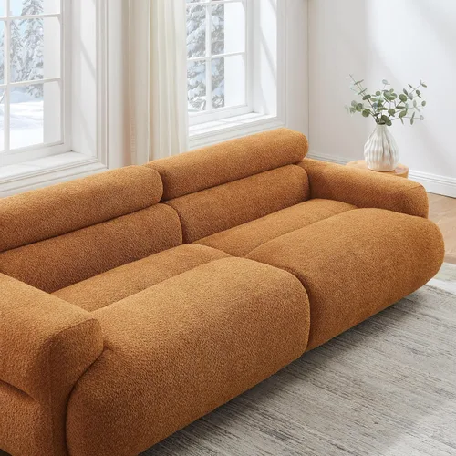 Miniatura 9 de VANOMi Sofá Loveseat Boucle Cloud de 89", Cómodo Sofá Boucle Tapizado de Asiento Profundo, Sofá Moderno de Mediados de Siglo para Sala de Estar