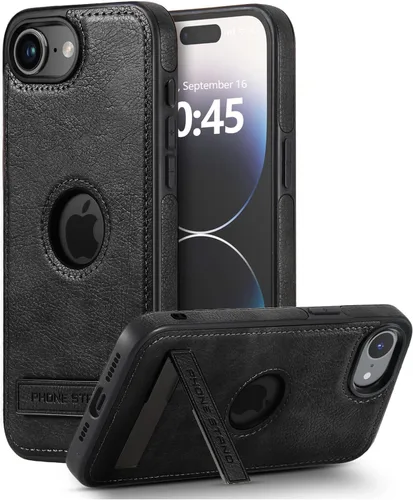Miniatura 12 de Funda de cuero para iPhone 13 Pro, funda protectora delgada con función atril a prueba de golpes, soporte invisible integrado compatible con iPhone