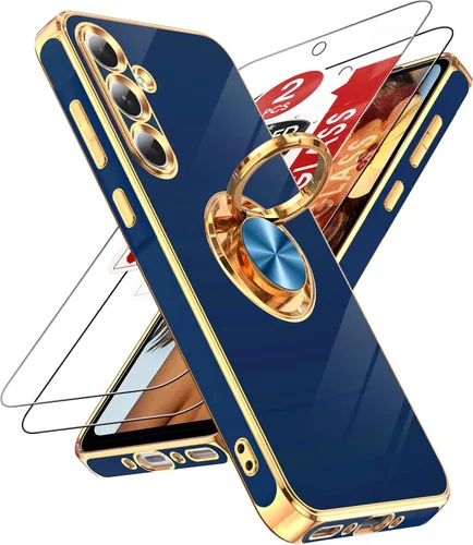 Miniatura 87 de LeYi Funda para Samsung Galaxy S22 Ultra con soporte de anillo giratorio de 360°, soporte magnético, chapado en oro rosa, borde protector para Negro