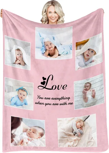 Miniatura 17 de Manta personalizada con fotos, texto, fotos personalizadas, mantas para adultos y niños, cumpleaños familiar, 1 foto, 50 x 40 pulgadas