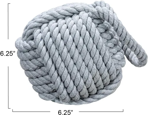Miniatura 7 de Tope decorativo para puerta de algodón con nudo de cuerda náutica, color gris