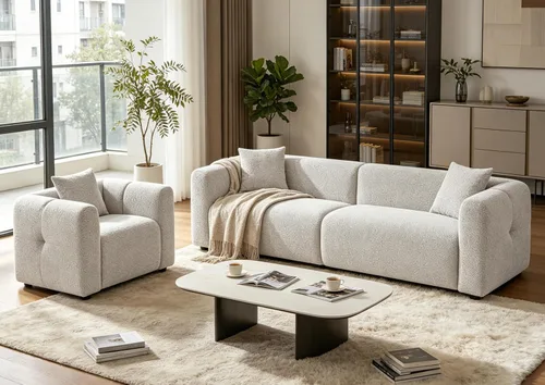 Miniatura 22 de VANOMi Juego de sofá modular seccional extragrande en forma de nube con sofá de 95" y sillones de 42" para sala de estar, juego de muebles tapizados