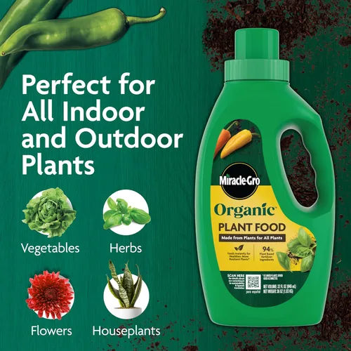 Miniatura 2 de Miracle-Gro Alimento orgánico para plantas, uso con plantas de interior o exterior, fertilizante líquido orgánico para contenedores y jardines