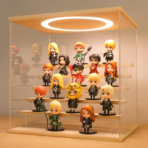 Miniatura 8 de LASOA Vitrina acrílica de 3 niveles con luz LED ajustable, caja transparente para figuras de acción, coleccionables y miniaturas, estante