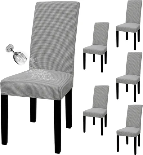 Miniatura 32 de Easy-Going - Juego de 2 fundas para sillas de comedor 100% impermeables, de tela Jacquard elástica, fundas protectoras removibles y lavables