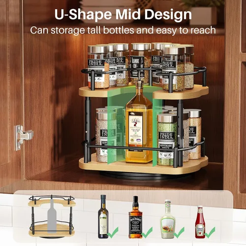 Miniatura 5 de Lazy Susan Organizador de especias – Organización de especias para gabinete, mesa giratoria ajustable para despensa, cocina, organizador giratorio