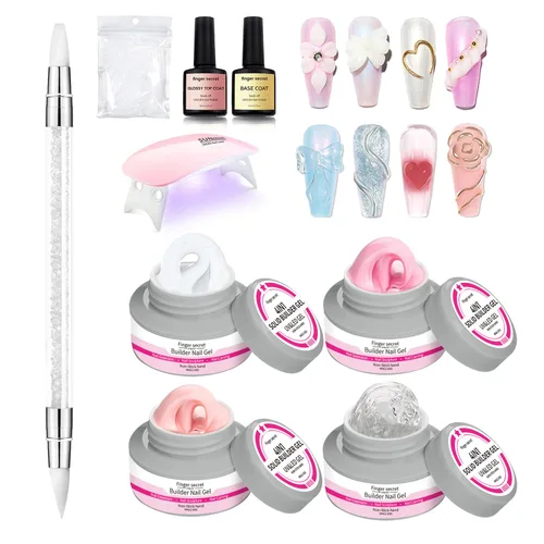 Gel constructor sólido para uñas, 8.47 oz, 4 onzas, kit de uñas de gel constructor, no pegajoso para extensión de uñas, solución de engrosamiento de