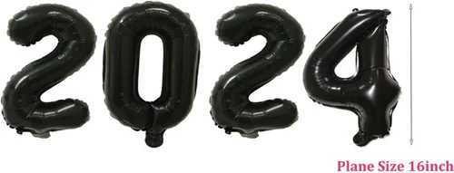 Miniatura 2 de FRUTA Globos negros de papel de aluminio de 16 pulgadas para suministros de fiesta de Año Nuevo, adultos, adultos unisex (paquete de 4)