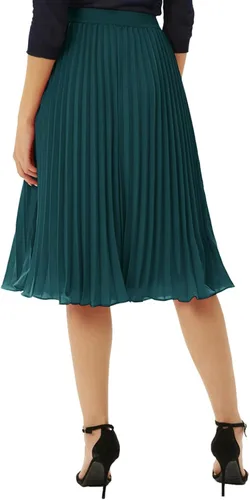 Miniatura 37 de GRACE KARIN - Falda plisada de gasa para mujer, con cintura alta y elástica, vuelo, corte acampanado y longitud por debajo de la rodilla