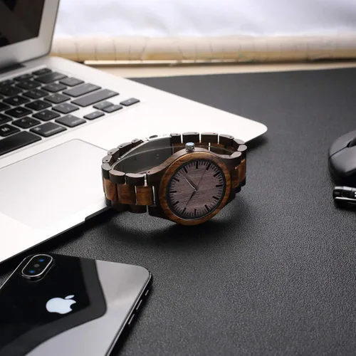 Miniatura 4 de Reloj de madera Fodiyaer con grabado para hombre, regalo ideal para tu novio, tu marido, para un aniversario, Navidad, cumpleaños, día del Padre