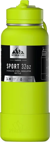 Miniatura 26 de Hydrapeak Botella de agua deportiva aislada de 32 onzas con tapa con popote, a prueba de fugas y derrames, mantiene las bebidas frías durante 24