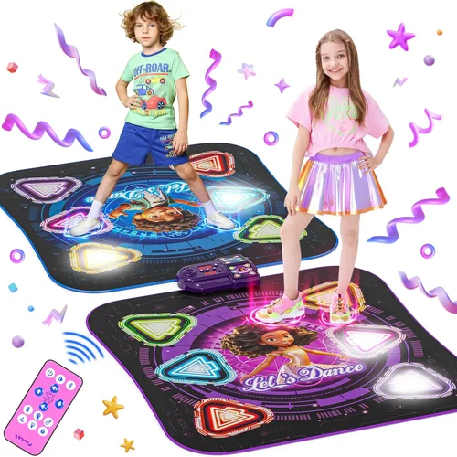 Miniatura 9 de Alfombra de Baile para Niñas de 3-12 Años, Juguetes Frozen Alfombra de Baile Electrónica con 8 Botones y Bluetooth Inalámbrico, Juego Musical de Azul