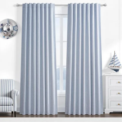Miniatura 72 de Cortinas opacas extraanchas, 2 paneles para puertas corredizas de vidrio, moderna mezcla de lino plisado pesado, piso a techo, ventanas grandes, 70