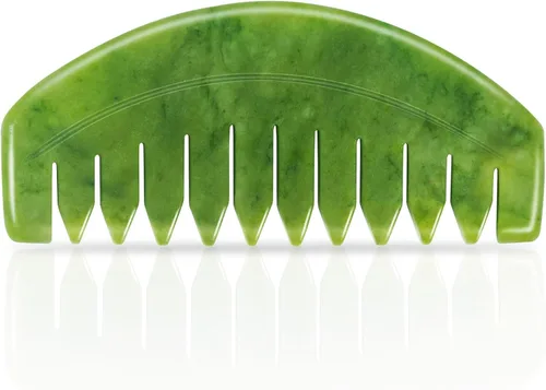 Gua Sha Peine, jade de piedra guasha natural, peine de masaje para el cuidado del cuero cabelludo, herramienta de masaje para raspado corporal Gua