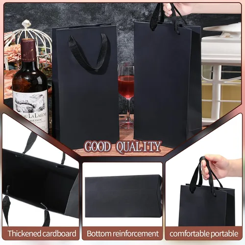 Miniatura 4 de Yeaqee Paquete de 50 bolsas de vino para botellas dobles de vino, regalos de 6.6 x 3.6 x 13.8 pulgadas, bolsas para botellas de manualidades, bolsas