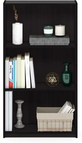 Miniatura 6 de Furinno Basic - Estantería de almacenamiento para librerías de 3 niveles, nogal oscuro