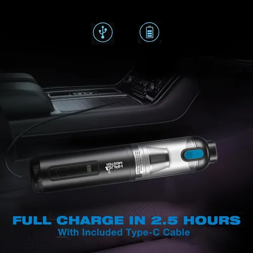 Miniatura 8 de HAUSMEISTER Airflex Go - Aspiradora inalámbrica para automóvil de 16000 Pa, aspiradora de mano 4 en 1 con plumero e inflador, mini aspiradora