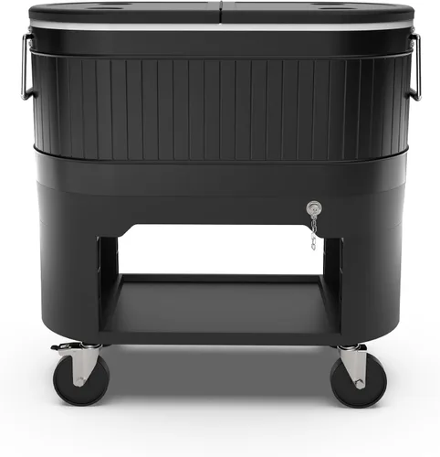 Miniatura 12 de Permasteel Enfriador de patio rodante: gran hielera para exteriores con ruedas, enfriador de bebidas para patio trasero, barbacoa, portón trasero