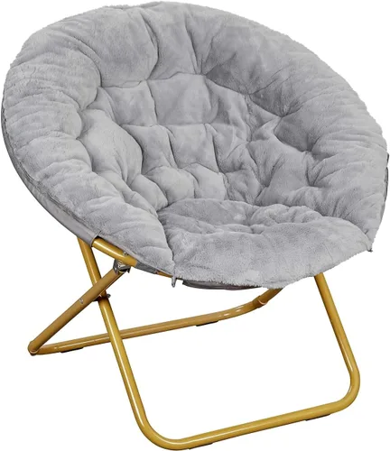 Miniatura 11 de Flash Furniture Gwen - Silla plegable de gran tamaño con otomana, silla lunar de piel sintética, marco de acero duradero, para dormitorio