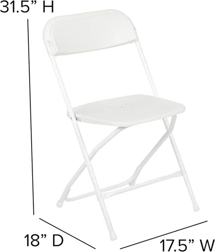 Miniatura 2 de EMMA + OLIVER Juego de 10 sillas plegables de plástico, capacidad de peso de 650 libras, silla plegable apilable ligera en color blanco