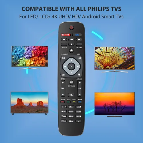 Miniatura 2 de Paquete de 2 para reemplazo remoto de TV Philips, compatible con todos los televisores inteligentes Philips LED/LCD/HDTV/UHD (NH500UP)