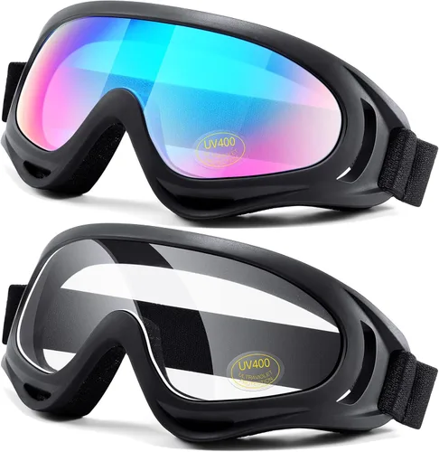 Paquete de 2 gafas para motocicleta, ATV a prueba de polvo, para esquí, carreras, equitación, todoterreno, impermeable, motocross