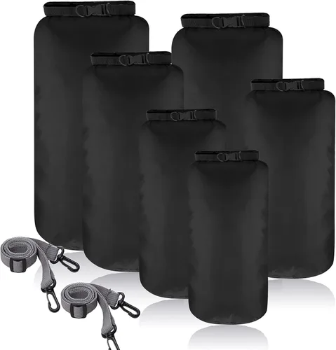 Shappy Juego de 6 bolsas secas impermeables, ligeras, herméticas, con sacos de 20 L, 15 L, 10 L, 8 L, 5 L, 3 L y correa de hombro larga ajustable