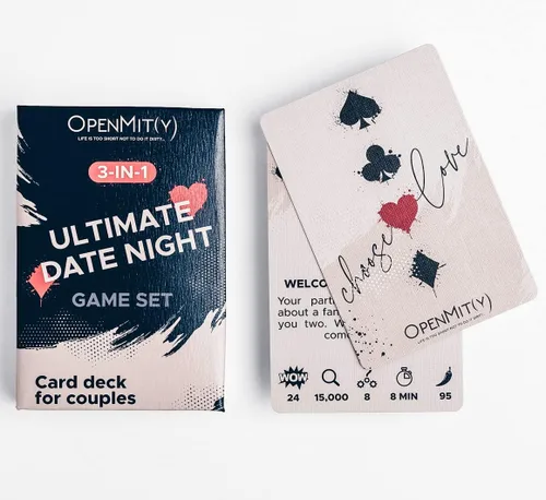 Juego 3 en 1 Ultimate Date Night Game - Incluye 52 cartas - Juega 3 juegos de cartas especiales - Actividad divertida para parejas - Regalo para